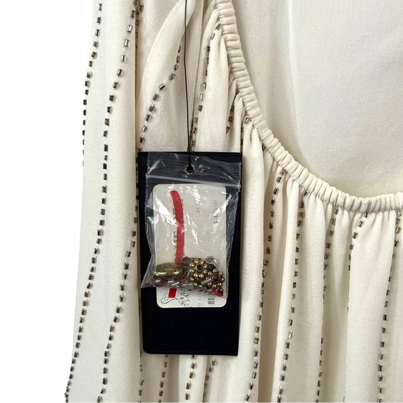 ALICE + OLIVIA Silk Beaded Trim Halter Top - Picture 14 of 16